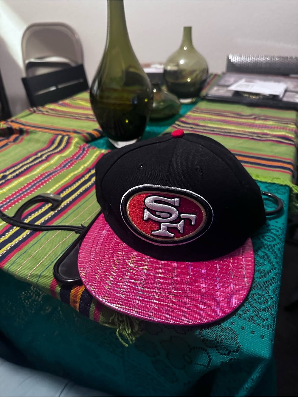 NFL San Francisco 49ers Black Hat with Pink Brim